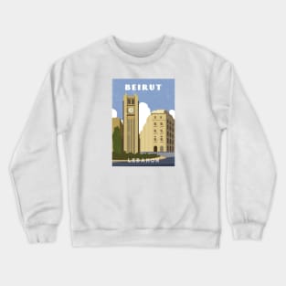 Beirut, Lebanon.Retro travel poster Crewneck Sweatshirt